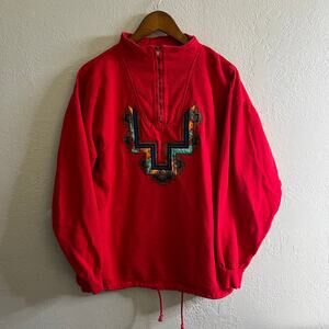 Vintage Sea Breeze of California Pullover Sweatshirt Red Aztec Embroidered USA L